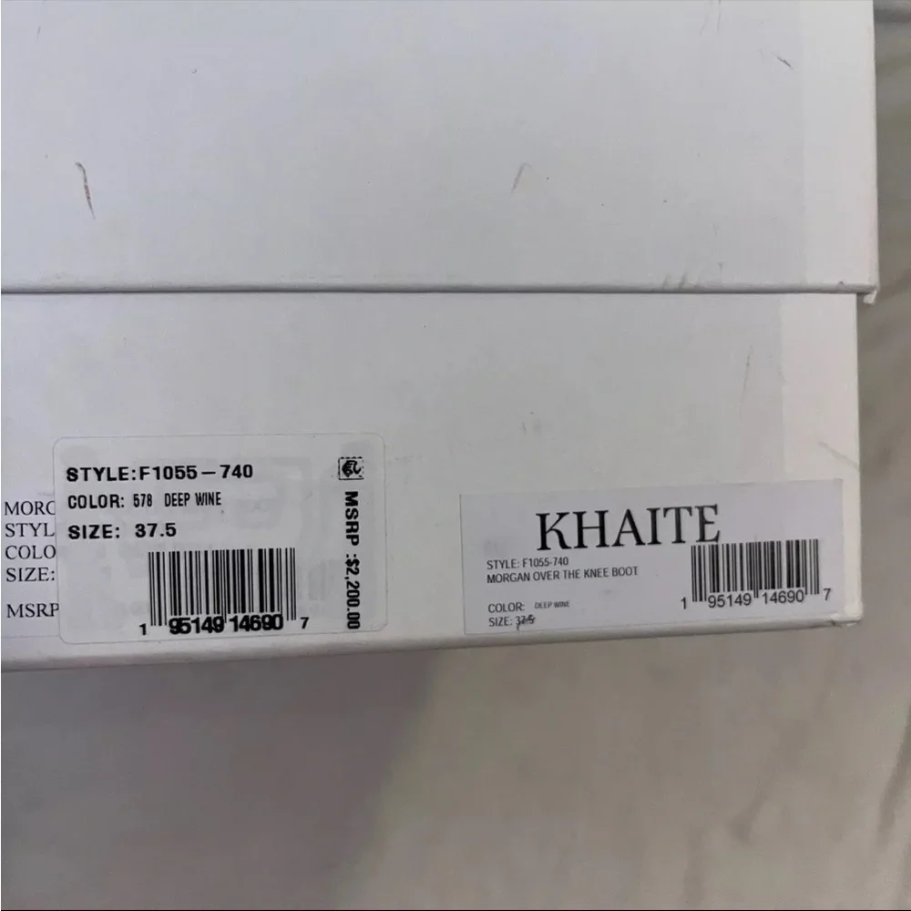 Khaite Red Over Knee Boots Leather Burgundy OTK 7.5 Stretch Wedge Heel NIB 🟡
